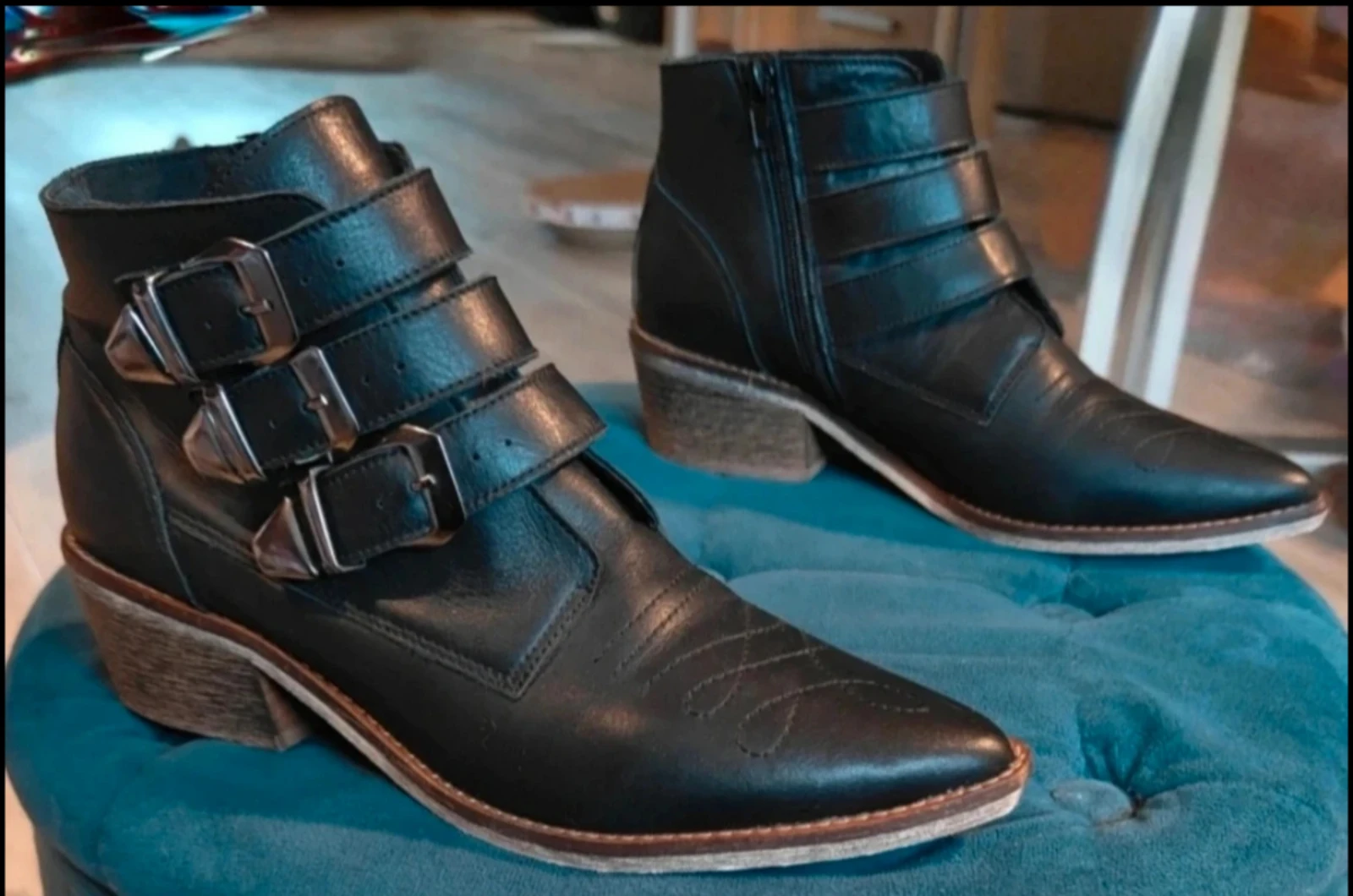Stoere zwarte western stijl enkellaarsjes Bibob maat 37 – photo 3